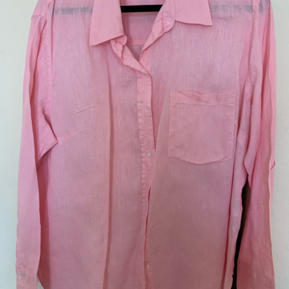 H&M Pink Linen Button-Down Shirt
